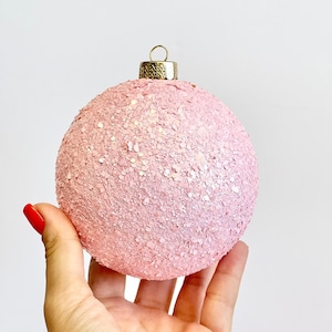 Flesh Pink Glitter Christmas Ornament: Custom Holiday Ball