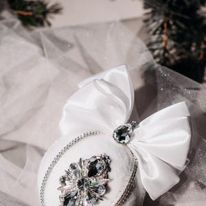 White Christmas Ornament Ball – Handmade Holiday Decoration | Unique Eco-Friendly Christmas Tree Bauble
