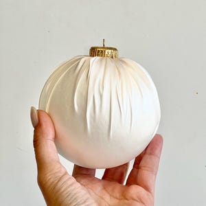 Handmade Off White Satin Christmas Ball Ornament